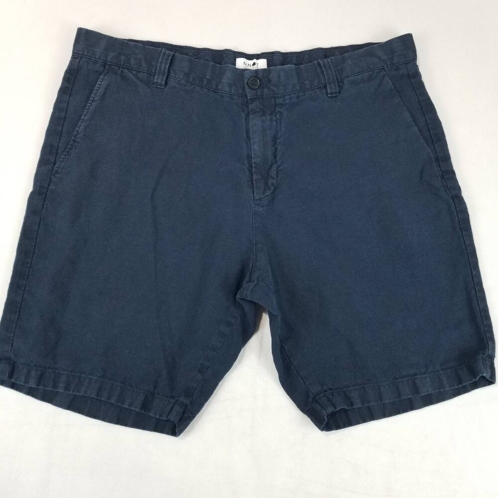 NN07 Shorts Mens 36 Linen Crown Chino Navy Blue No Nationality EUC